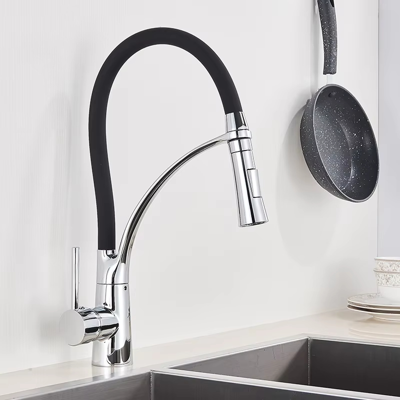 Commercial Kitchen Mixer Tap - Robinet de cuisine noir extractible et
