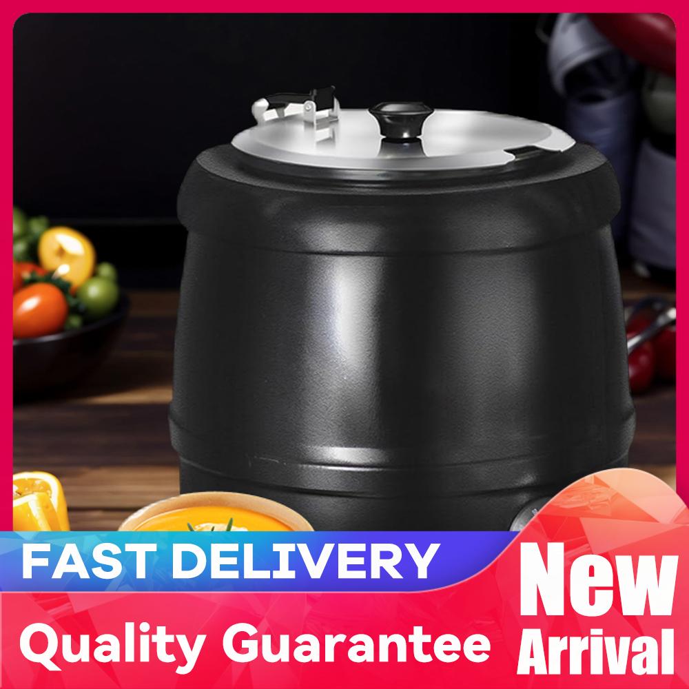 Soup Kettle Warmer - Chauffe-soupe électrique 10L avec couvercle articulé,