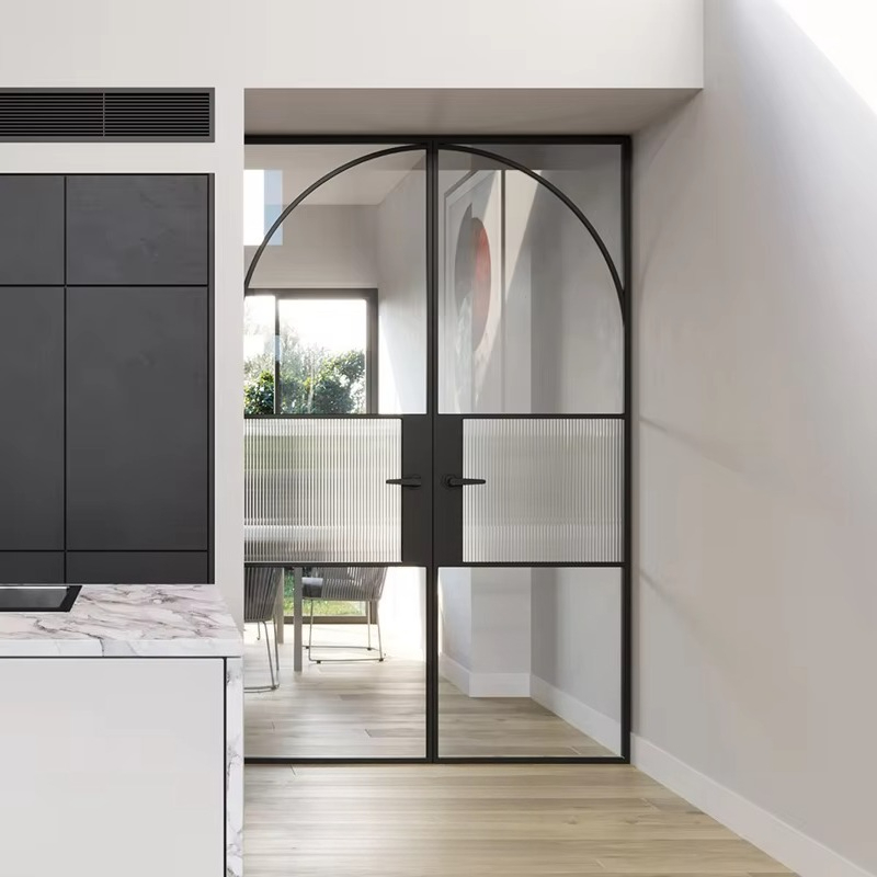 Commercial Kitchen Interior - Porte intérieure coulissante contemporaine en verre