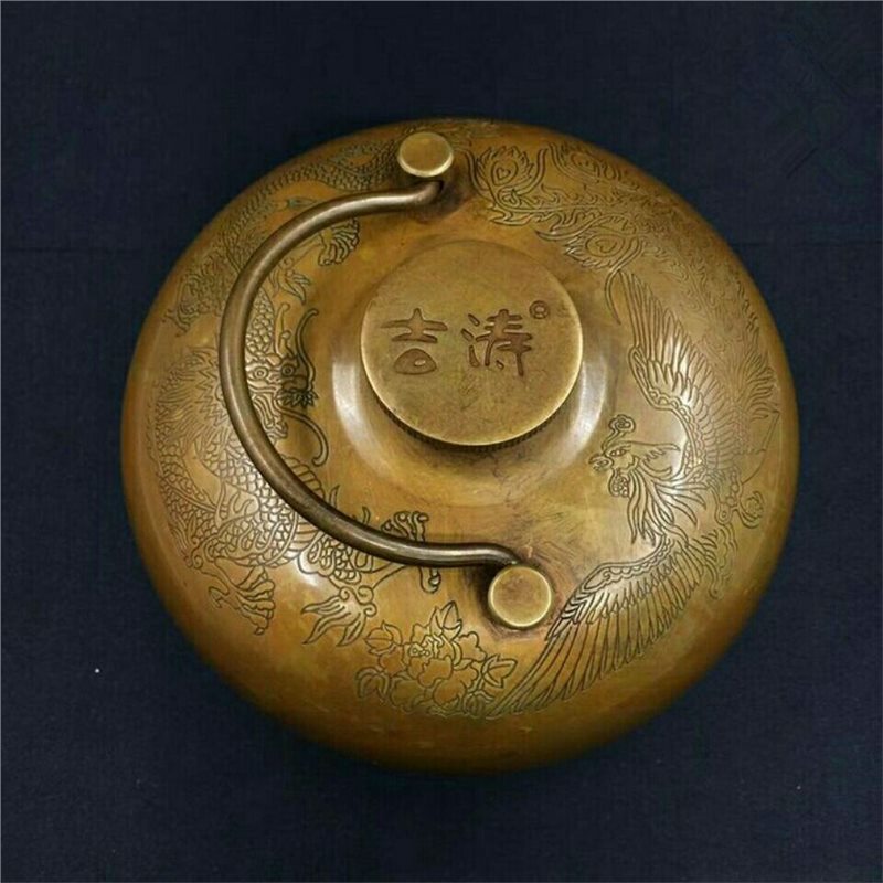 Soup Kettle Warmer - Chauffe-mains en laiton Dragon et Phénix,