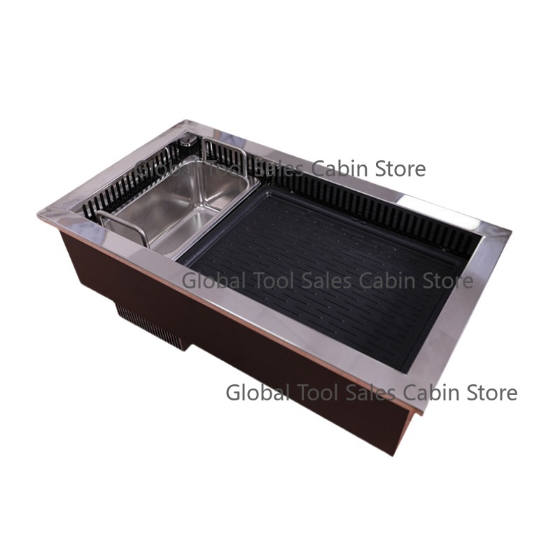 Teppanyaki Grill Table - Table de barbecue électrique commerciale, marmite