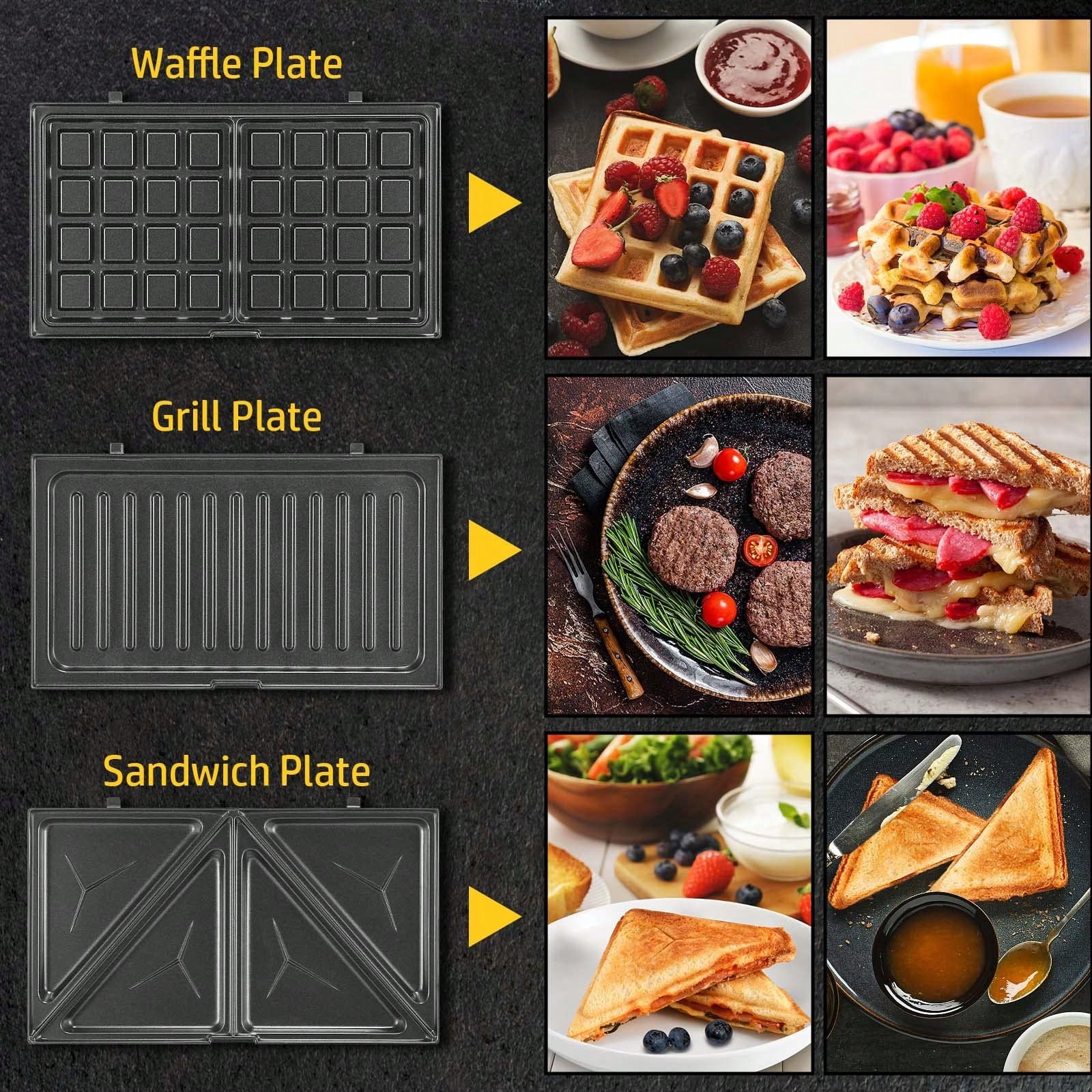Machine à gaufres 3-en-1, 750W - Sandwich Press Panini avis et prix
