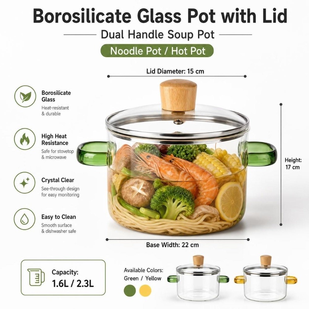 Casserole en verre épaissie 1, - Soup Kettle Warmer avis et prix