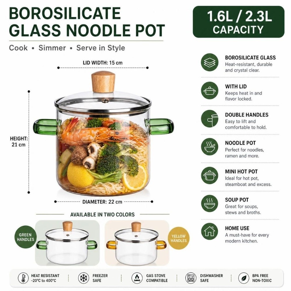 Casserole en verre épaissie 1, - Soup Kettle Warmer avis et prix