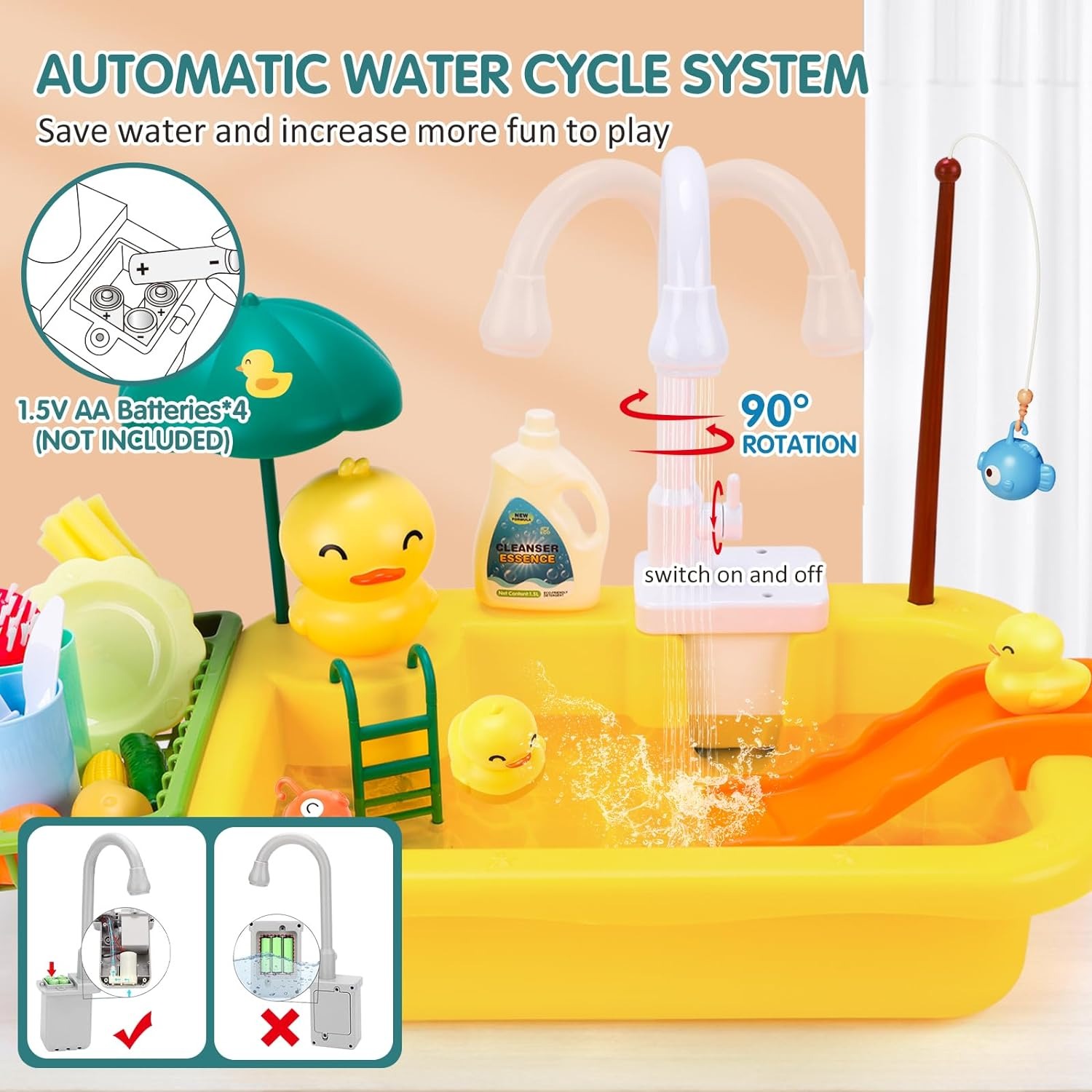 Évier de jeu avec eau courante - Commercial Kitchen Tap avis et prix